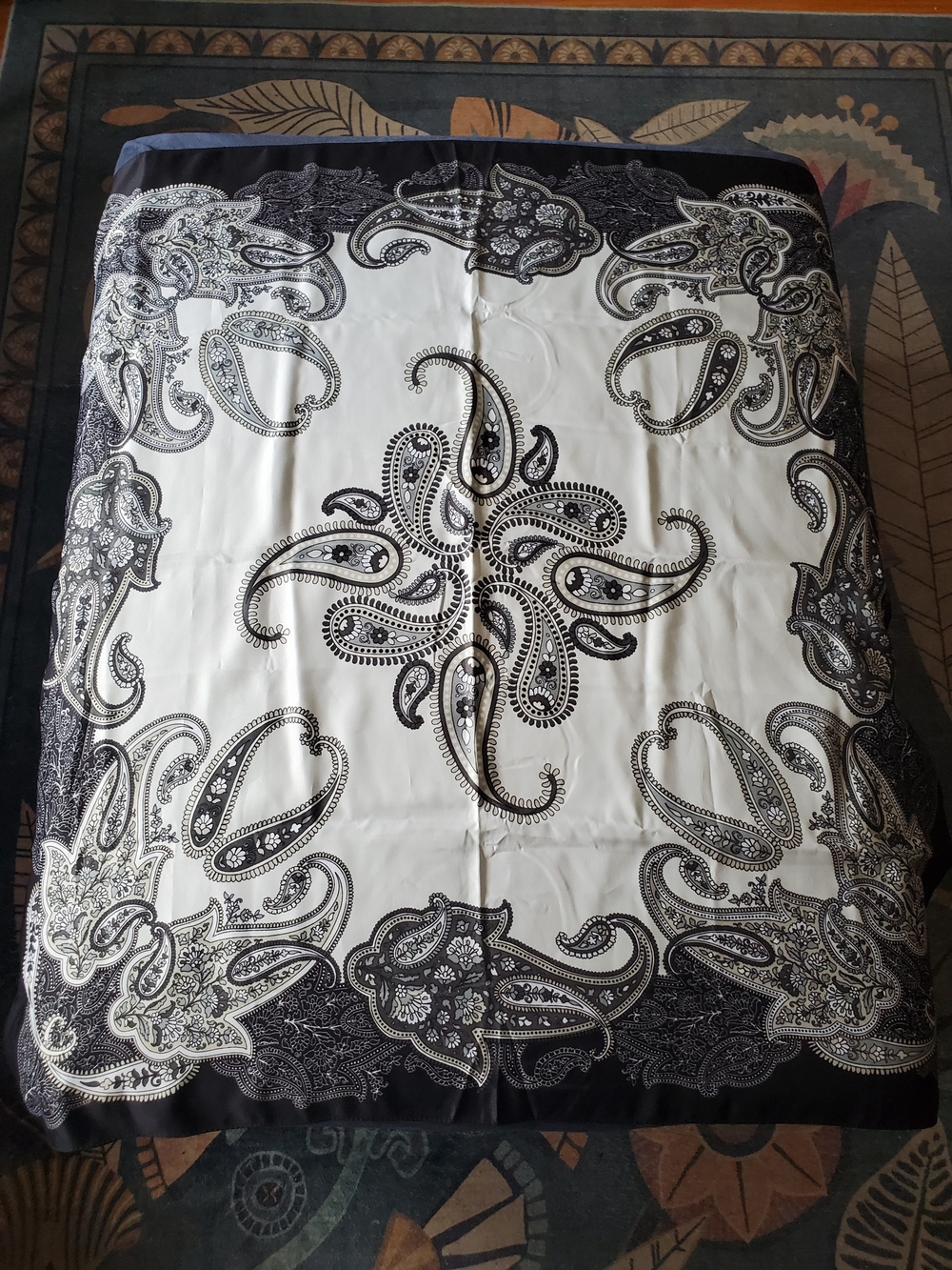 Navy & White Paisley Print Scarf